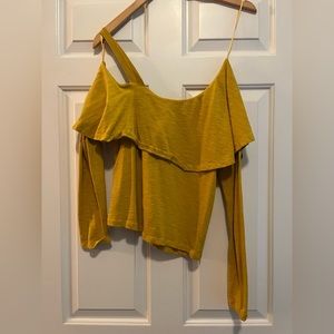 Long sleeve one shoulder top, size small